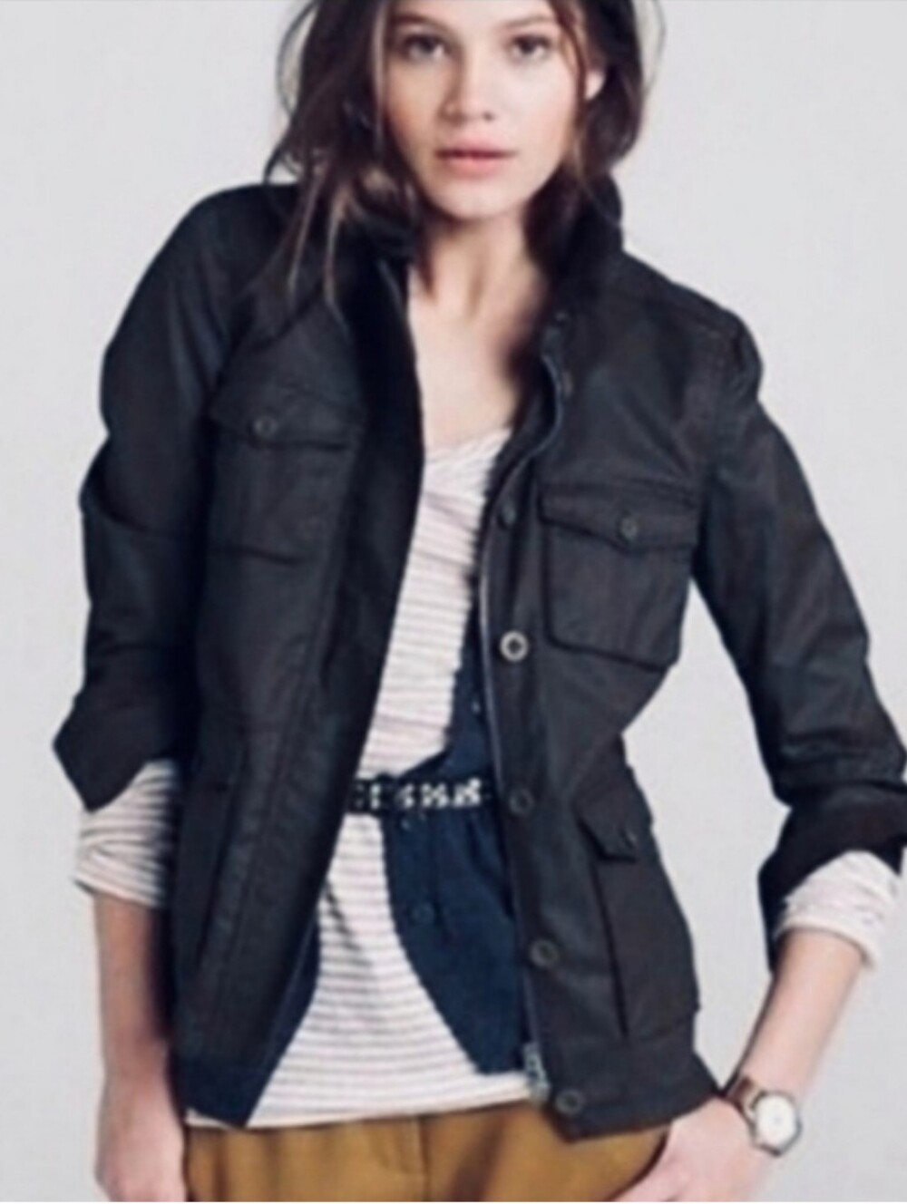 J. Crew Women's Washed & Aged Utility Jacket in Black